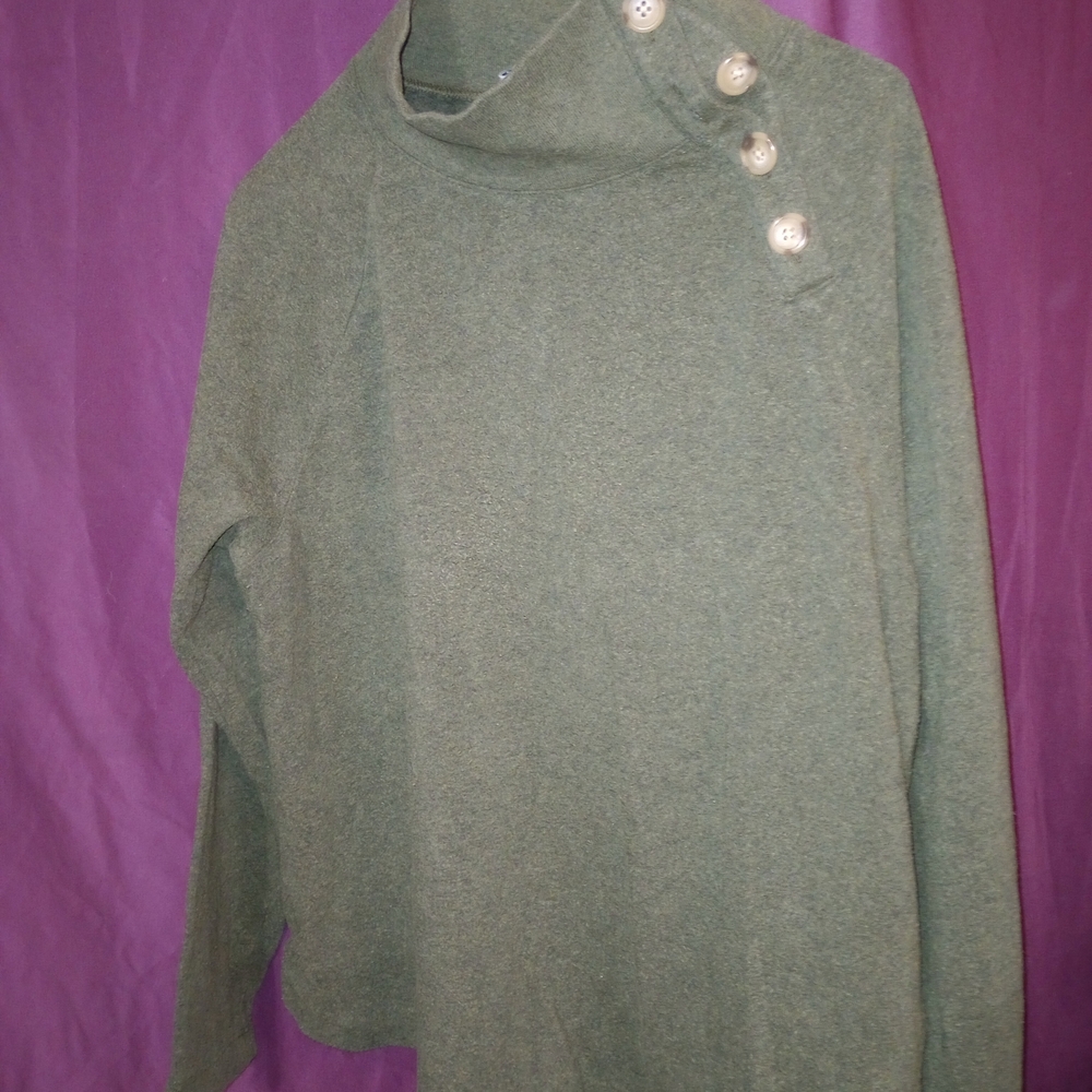 J. Crew Olive Cowl Neck Sweater with Button Accents